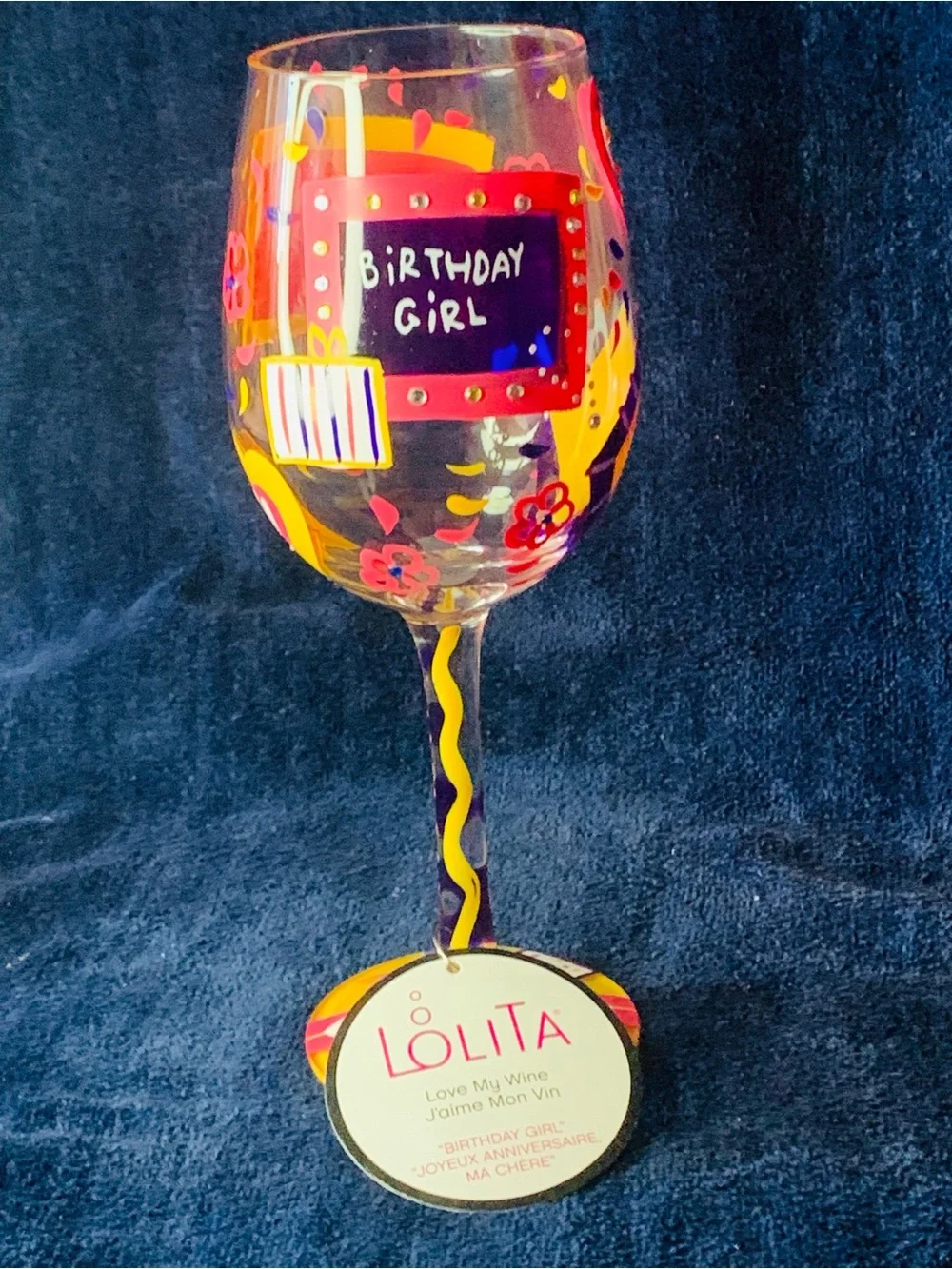 Lolita Pink Birthday Girl Wine Glass.